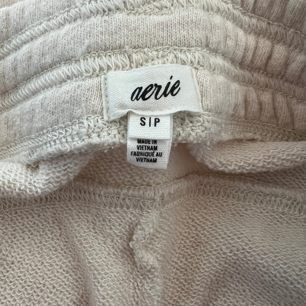 Aerie Juniors Small Oatmeal Heather Fleece Joggers Sweatpants - Picture 6 of 8